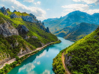 Obraz premium Azure Neretva river and canyon neretva betwen jablanica and mostar in Bosnia. mountains in a narrow place in the canon