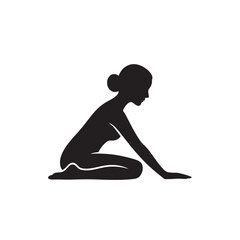 Kneeling Woman Silhouette &ndash; Female Pose Icon, Yoga, Prayer and Meditation Concept