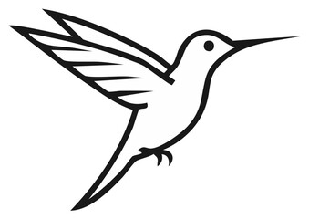 Fototapeta premium Stylized Outline of a Hummingbird in Flight Minimalist Vector Art