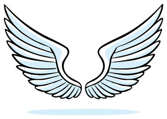 Obraz premium Feathered Angel Wings Artwork Illustration, Cartoonist Style, Flight Symbolism, Spirituality