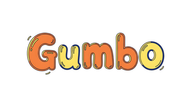 Vibrant gumbo word art with bright yellow and orange tones