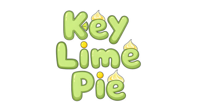 Key lime pie typography with whipped cream dollop icons