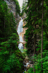 Obraz premium Spodnji Martuljški slap or Martuljski waterfall in Gorenjska, near Kranjska Gora in Slovenia