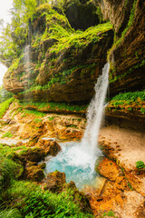 The Pericnik slap or Pericnik Fall is located in Triglav National Park, Slovenia. It is a big waterfall that falls from the cascade