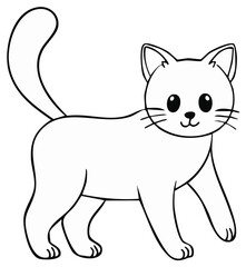 Obraz premium Cute cartoon cat standing in a simple line drawing style for coloring pages or educational resources