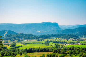 Obraz premium Vintgar gorge circuit near Bled lake in Slovenia, breathtaking views on slovenia alps mountains.
