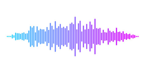 Sound wave graph transitioning from blue to purple isolated on transparent background © MDSakib