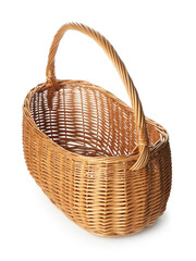 Obraz premium One empty wicker basket isolated on white