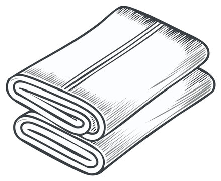 Folded Textile Item Hatchwork Style Illustration for Design Project