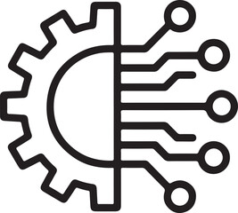 Obraz premium Digital transformation icon set. featuring AI, robotics, coding, smart tech, automation, communication, software, and innovation. 