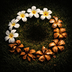 Frangipani Life Cycle Zen Circle of Bloom, Decay   Rebirth, Symbolic Nature