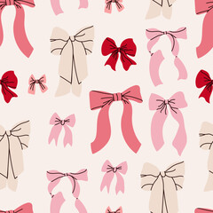 Hand drawn bows seamless pattern