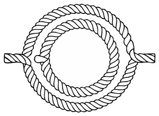 Double circle rope knot graphic with twisted ends symmetrical design