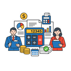 Business team analyzing financial reports