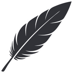 Fototapeta premium Stylized Feather Quill Illustration, Dark Gray Feathers on White Background