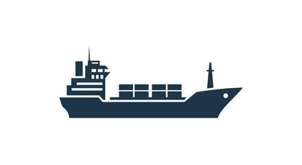 Obraz premium Silhouette of a cargo ship carrying containers on the sea.