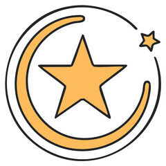 Fototapeta premium Crescent Moon and Star Vector Illustration Symbolic Religious Icon