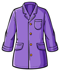 Naklejka premium Vibrant purple robe illustration with yellow buttons and pockets comfortable nightwear clothing