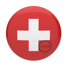 Obraz premium Switzerland flag vote badge button for election day and patriotic voting concept