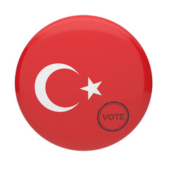Obraz premium Turkey flag vote badge button for election day and patriotic voting concept