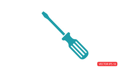 Fototapeta premium Turquoise Screwdriver Tool Icon Isolated on White Background.