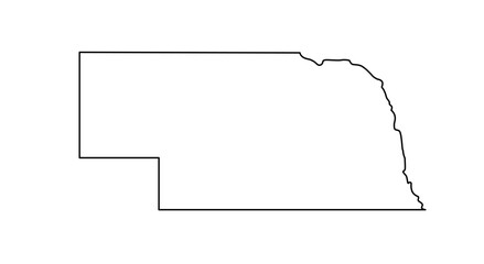 Nebraska state outline map with clean border. Simple contour silhouette of US state. Minimal geography and location concept for design and print.