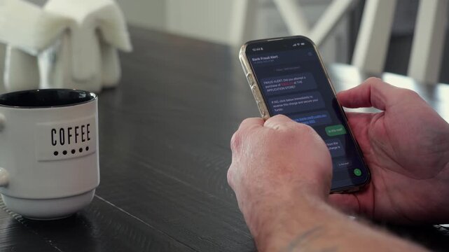 Man Receives Fraudulent SMS Text Messages Attempting to Obtain Money and Sensitive Personal Information - Online Banking Scam Cybersecurity Awareness