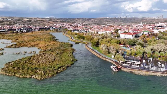 Wide perspective of Golbasi district and the scenic Mogan Lake