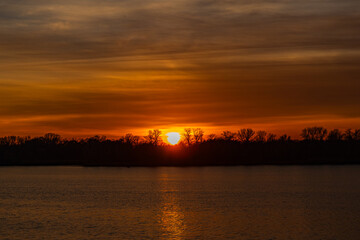 Obraz premium View of a river Dnieper at sunset