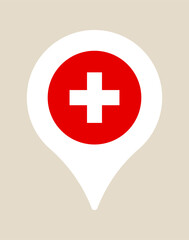 Obraz premium Medical Map Pin Icon Highlighting Healthcare Location for Emergency Services or Hospital Navigation with Clear, Essential, and Helpful Design.