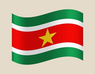 Obraz premium Suriname National Flag Waving Proudly, Representing Independence and National Identity, A Patriotic Symbol of the South American Country.