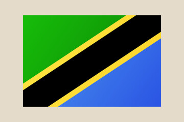 Square Vector Icon of Tanzania's National Flag Representing African Identity with Green, Black, Yellow, and Blue Colors.