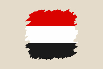 Fototapeta premium Yemen Flag Illustrated with Modern Brushstroke Effect Representing National Identity and Geography in Simple Vector Graphic Design.