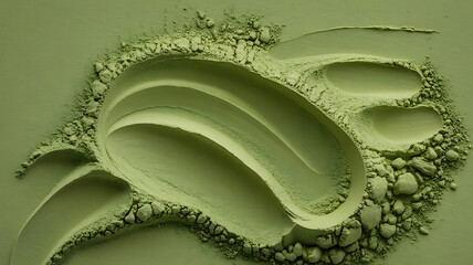 Abstract Macro Green Powder Texture Background with Organic Waves and Granular Details