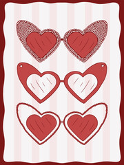 Heart shape sunglasses, vector art