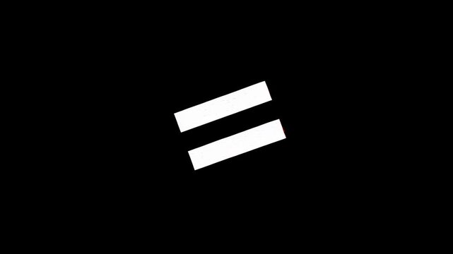 Animated equal sign on a black background. Symbolizing balance, equality, and fairness in various contexts