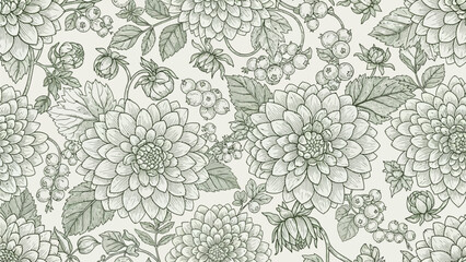 A serene illustration of flowers, bees, and butterflies in a lush garden scene from a close-up viewpoint.