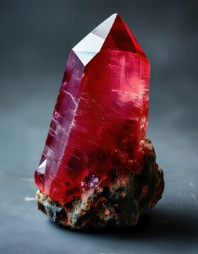 Ruby Crystal Formation on Matrix Rock