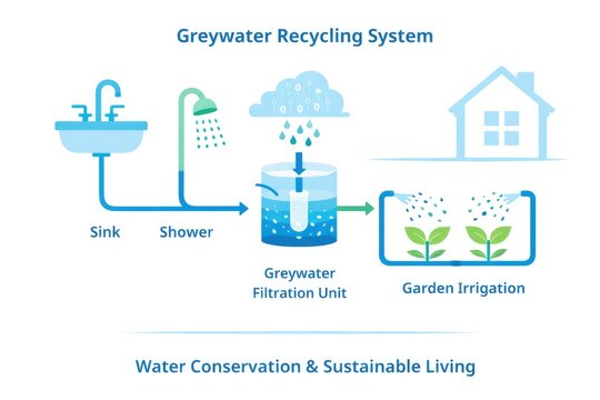 Greywater Recycling System Diagram for Sustainable Home Water Conservation