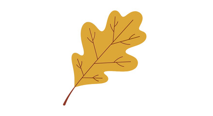 Golden oak leaf illustration viewed from directly above showcasing intricate veins and stem