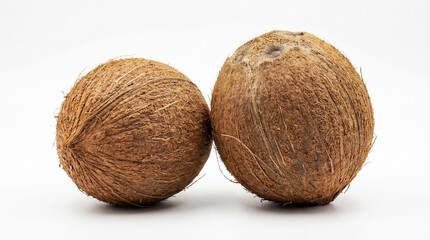 Coconuts on a white background. Tropical healthy food concept. World Vegan Day