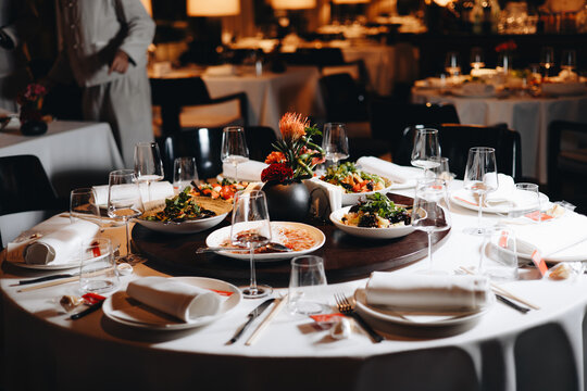 Elegant Dining Table With Gourmet Dishes