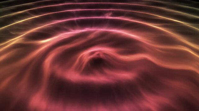 Visual representation of a black hole and gravitational waves in space.
