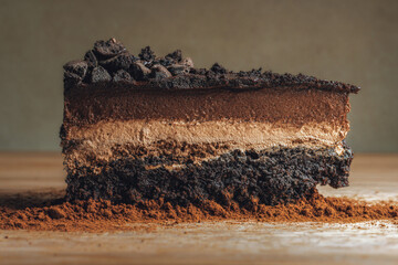 A slice of chocolate cake generative AI