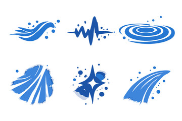 Obraz premium Abstract Data Flow. Solid vector icons of abstract data and flow: data wave, pulse, ripple, beam, spark, light trail No text, No