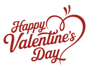 Valentines Day Greeting with Heart and Love Text on White Background