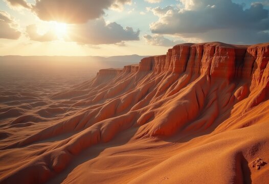 Wind-Crafted Yardang Ridge Forms Shaping Dramatic Silhouettes in Arid Desert Landscape
