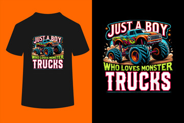 Just A Boy Who Loves Monster Truck Boys Monster Truck Lovers T-Shirt  © ben