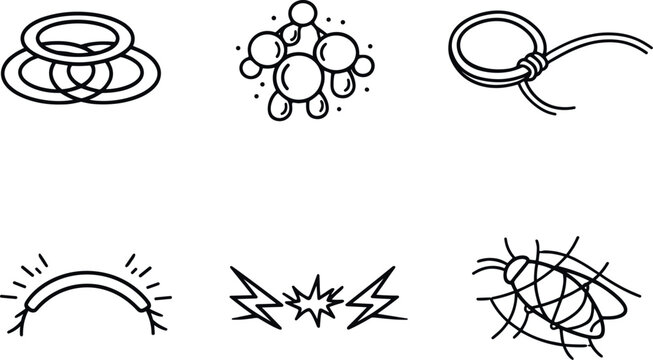 Trapping Mechanism Icons. Line style icons of trapping mechanisms: three-cell constricting ring, sticky droplet cluster,