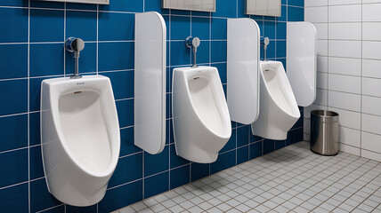 Modern Public Men's Urinals in a Clean Tiled Restroom